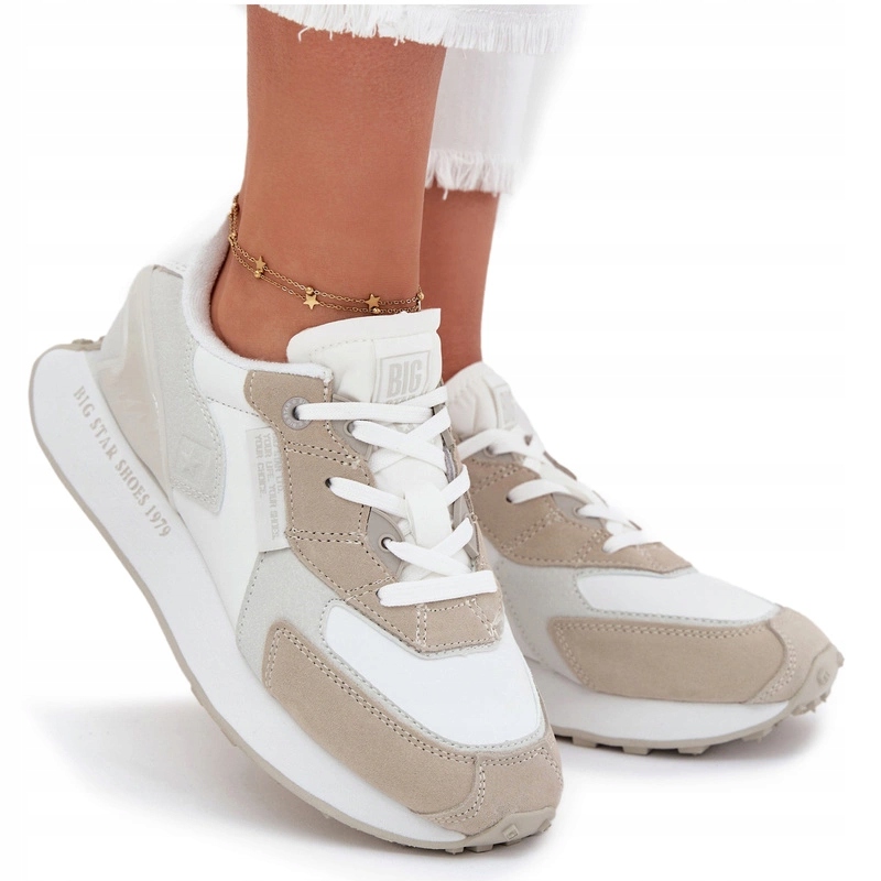 Dámské Kožené Tenisky Big Star OO274563 Hi-poly Systém Bílé 38