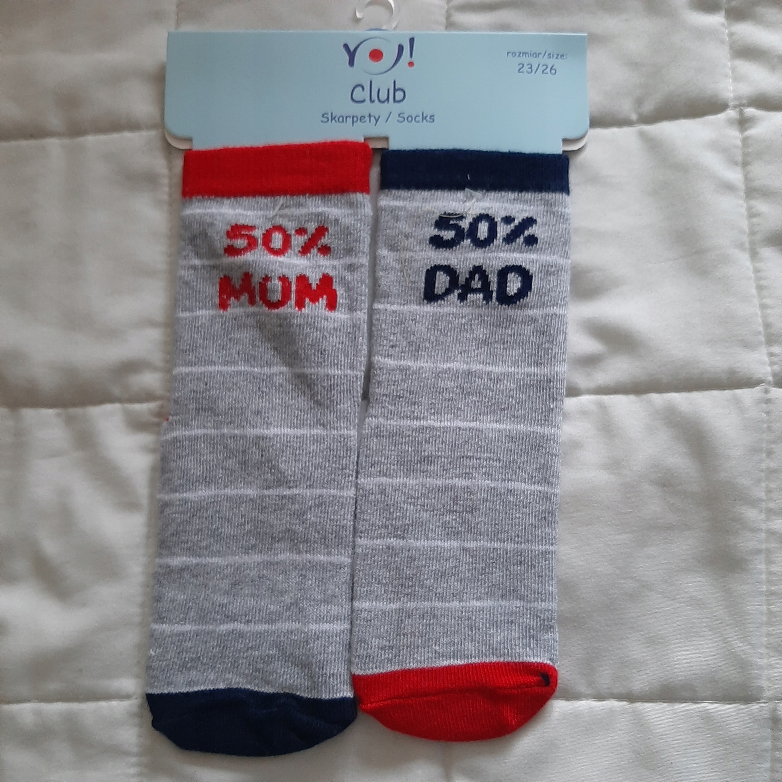 

nowe skarpetki Yo 50% mum 50% dad 23-26 ( 14-16cm