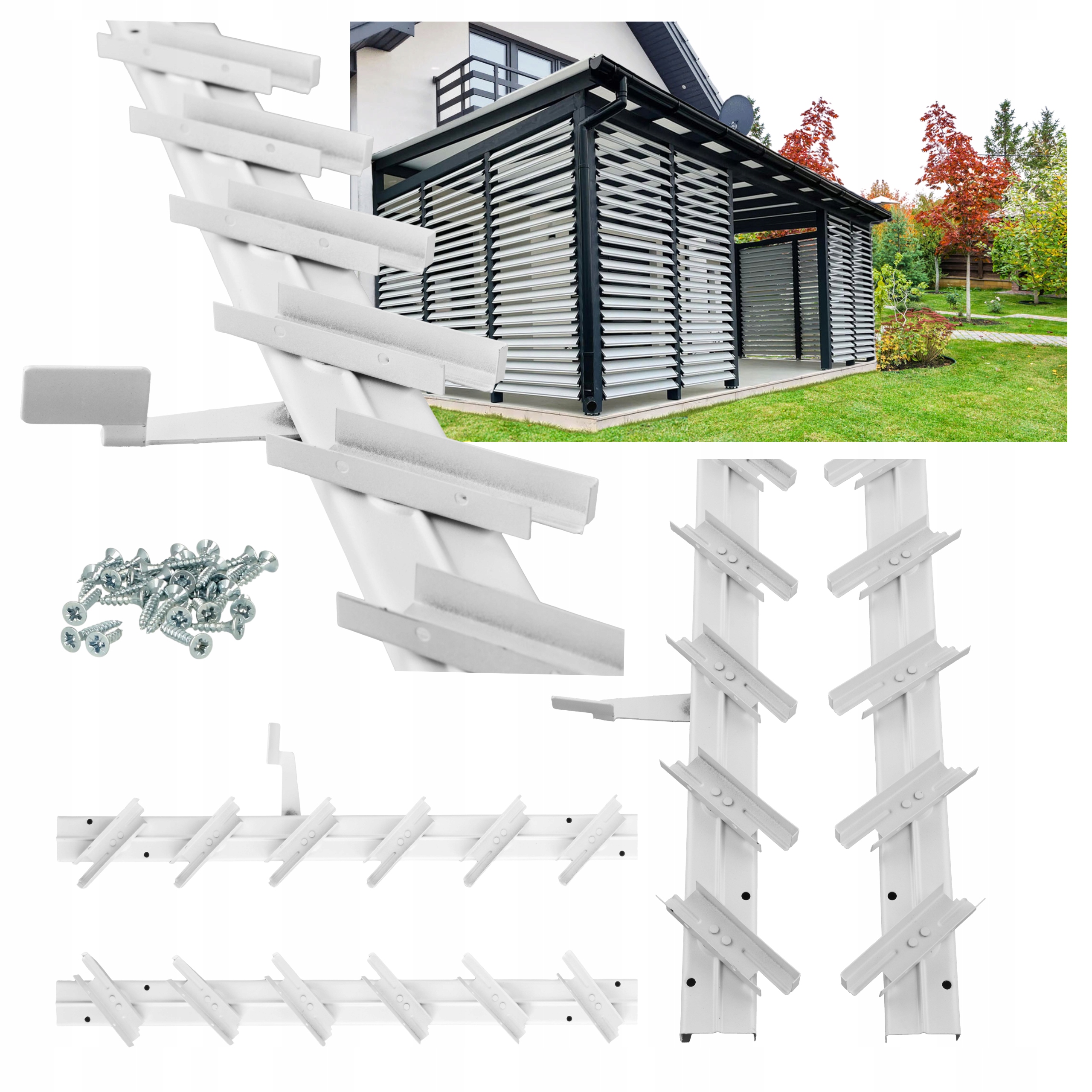 Pohyblivá Prkna Mechanismus Žaluzie Na Terasu Do Altánku Shutters Bílý 54 CM