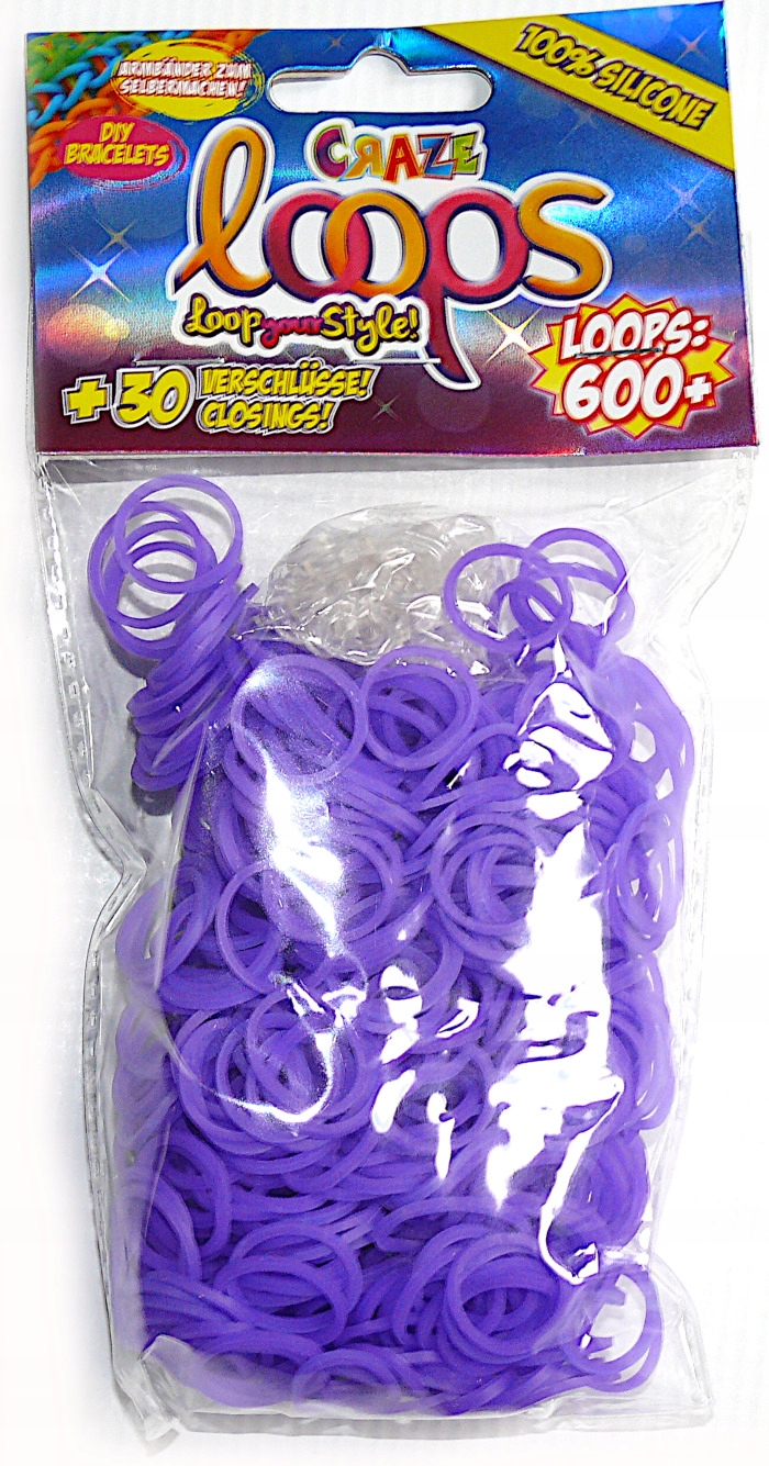LOOM GUMKI DO BRANSOLETEK 600 szt. + 30 zapięć FIOLETOWE