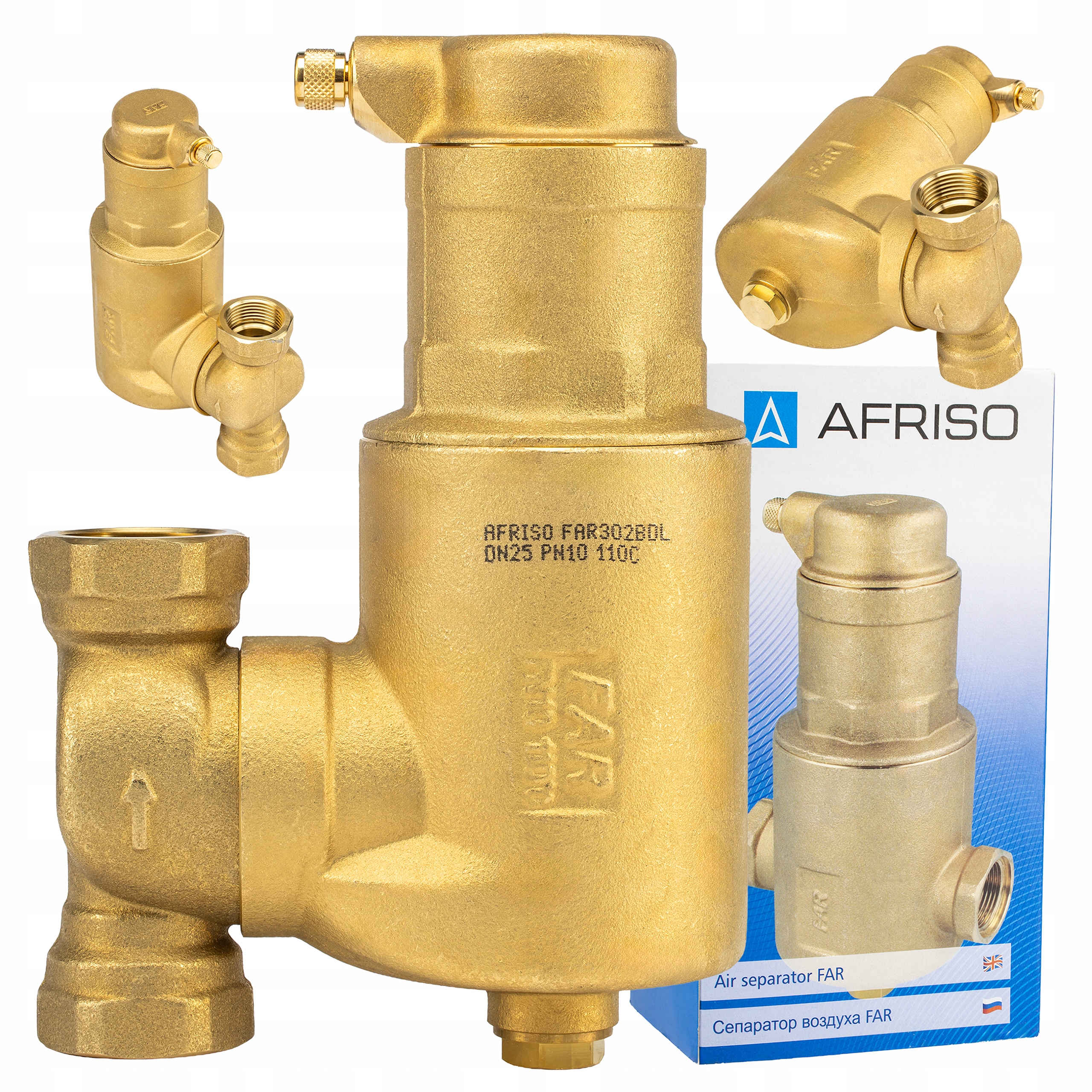 Separator Filtr Powietrza Mosiężny Ruchome Przyłącza Afriso FAR302 7773020