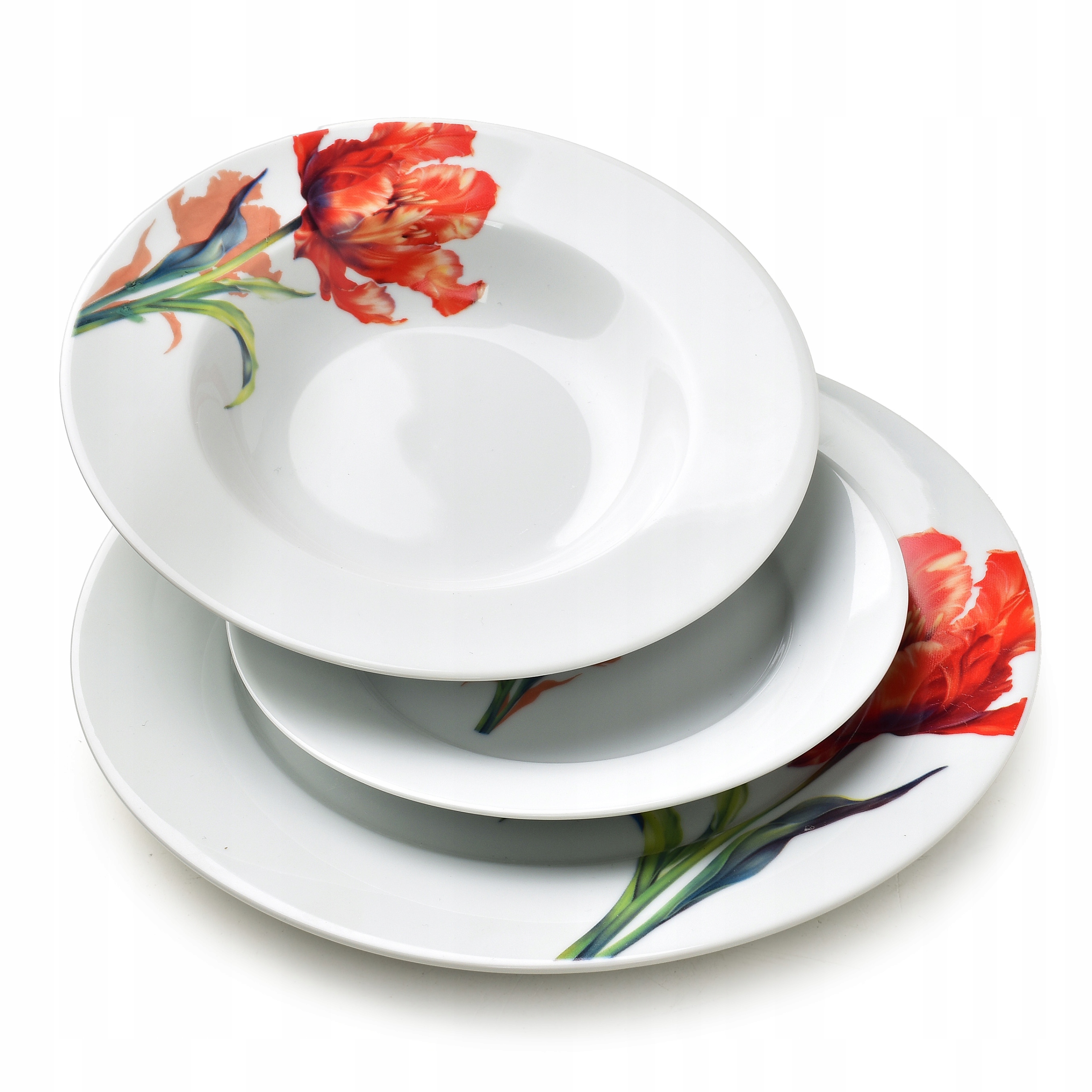 Jídelní souprava porcelánová Lea Tulip 27/21,8/19,2 cm červená 18 dílů