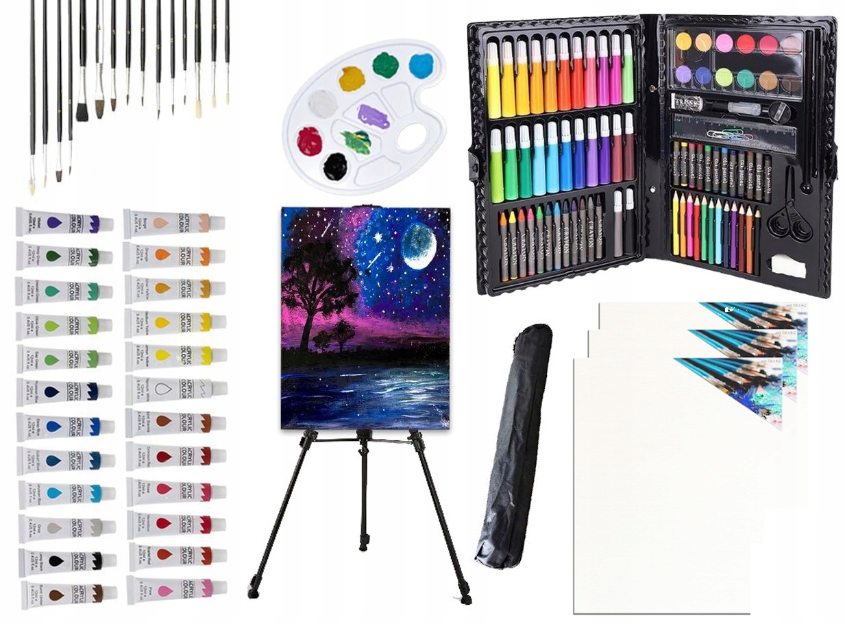 Stojan Malířské Plátno Malířský Set Štětce Barvy