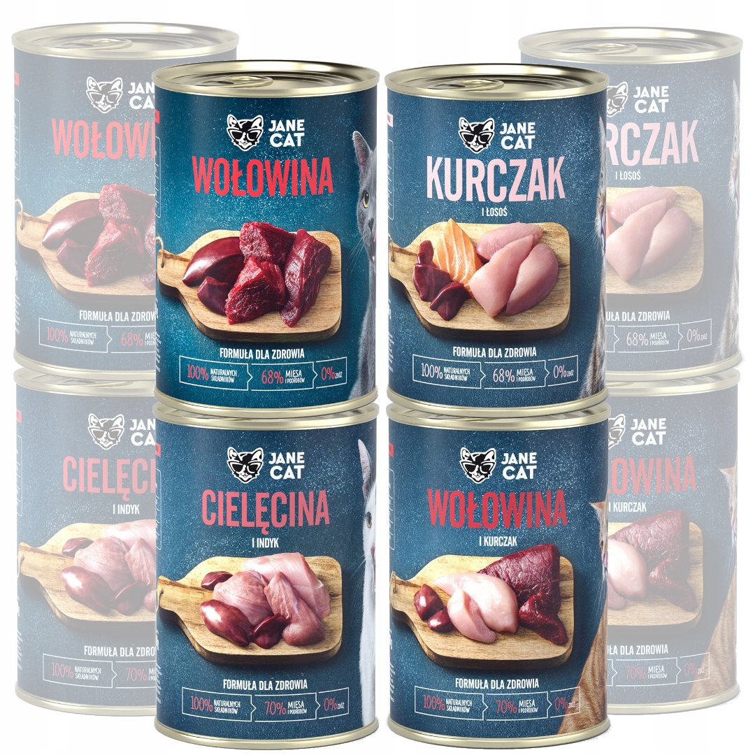 Levně Jane Cat Krmivo Pro Kočky MIX 4 Příchutí 8x400g