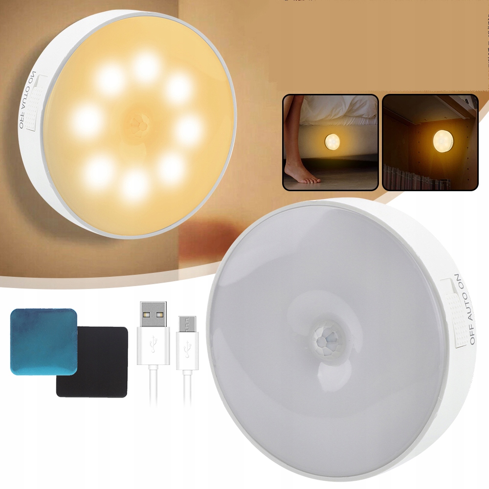 3X LAMPKA LED SCHODOWE Z CZUJNIK RUCHU NOCNA,CIEPŁY BIAŁY Rodzaj LED