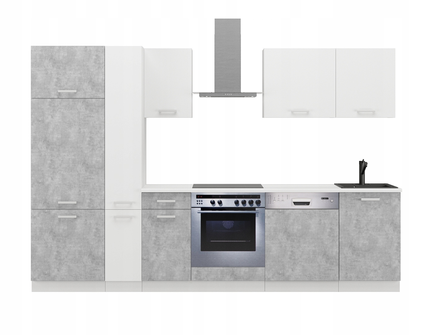 Kuchyňský nábytek Kuchyňská Linka Bílá Šedá Bellato 300 cm