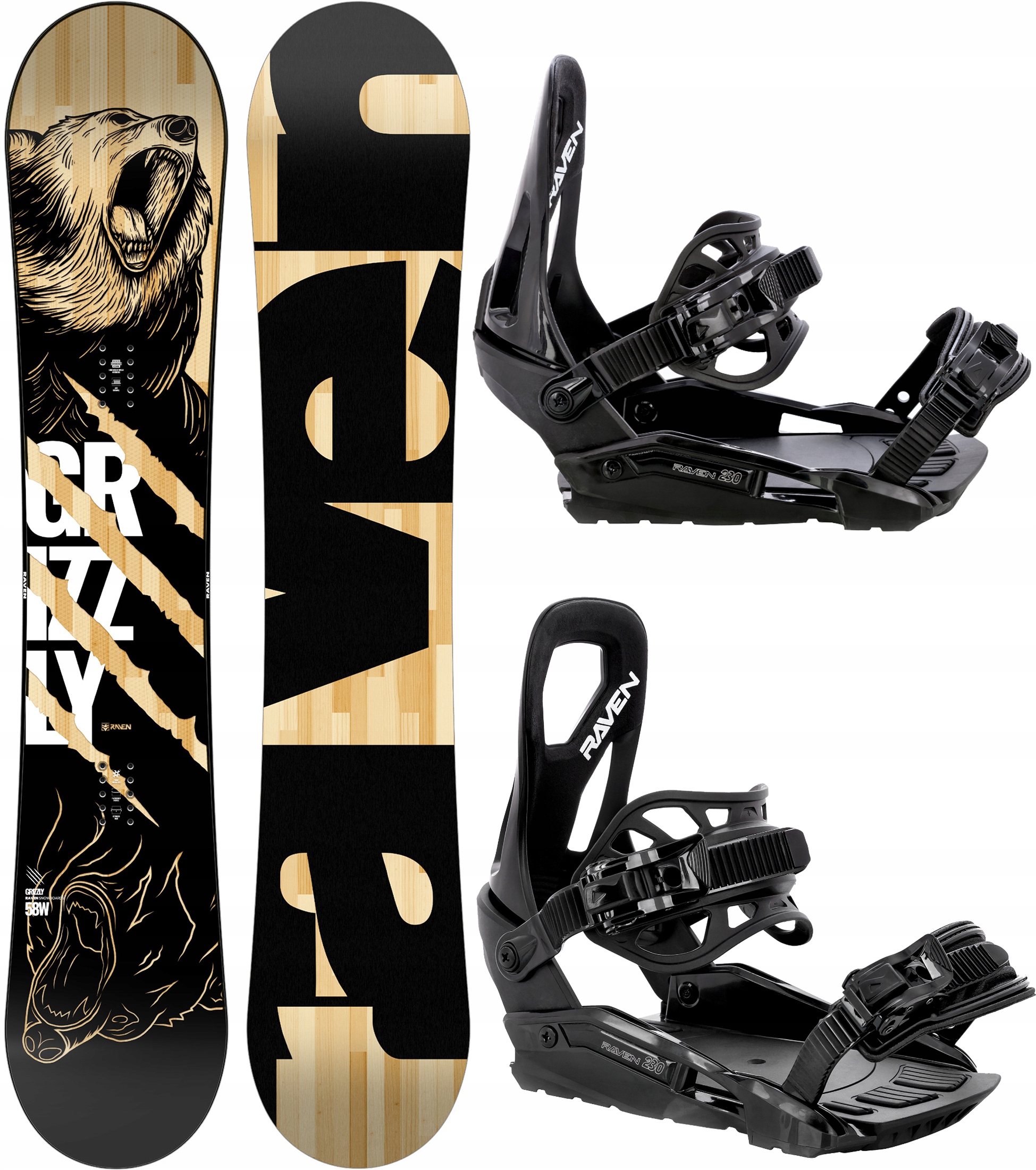 Snowboard Raven Grizzly 167cm Wide Wiązania Raven S230 Black M/L