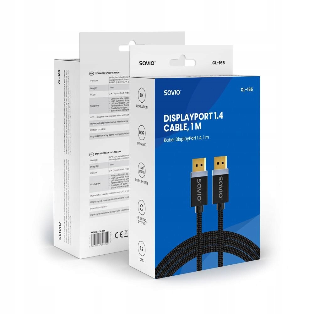 Kabel DisplayPort M v1.4, 1m, CL-165