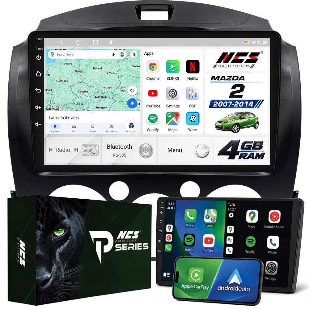 Radio Navigácia Android RS-305 Mazda 2 2007-2014 4GB 9"