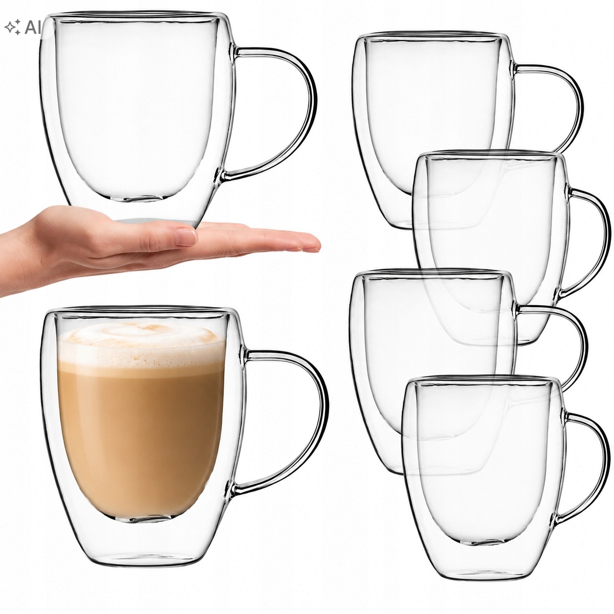 Termosklenice Na Čajovou Kávu Latte 350 ml Dvojité Stěnové Šálky 4 ks