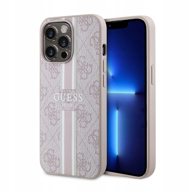 Guess 4G Printed Stripes MagSafe – Pouzdro pro iPhone 13 Pro (růžové)
