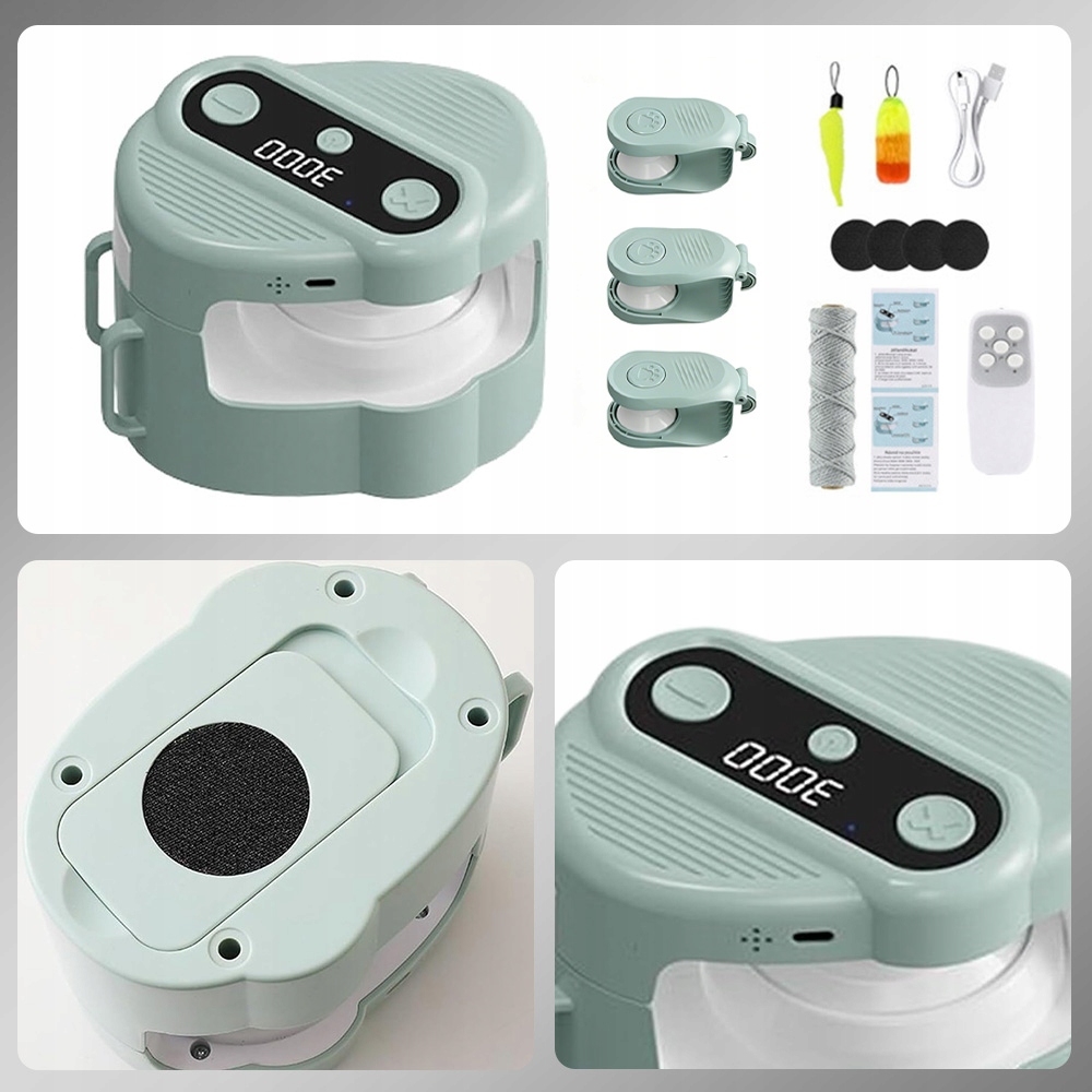 Levně Hračka Pro Kočky Interaktivní S Dálkovým Ovládáním, Pohyblivé Svítící Pírko, Zelená