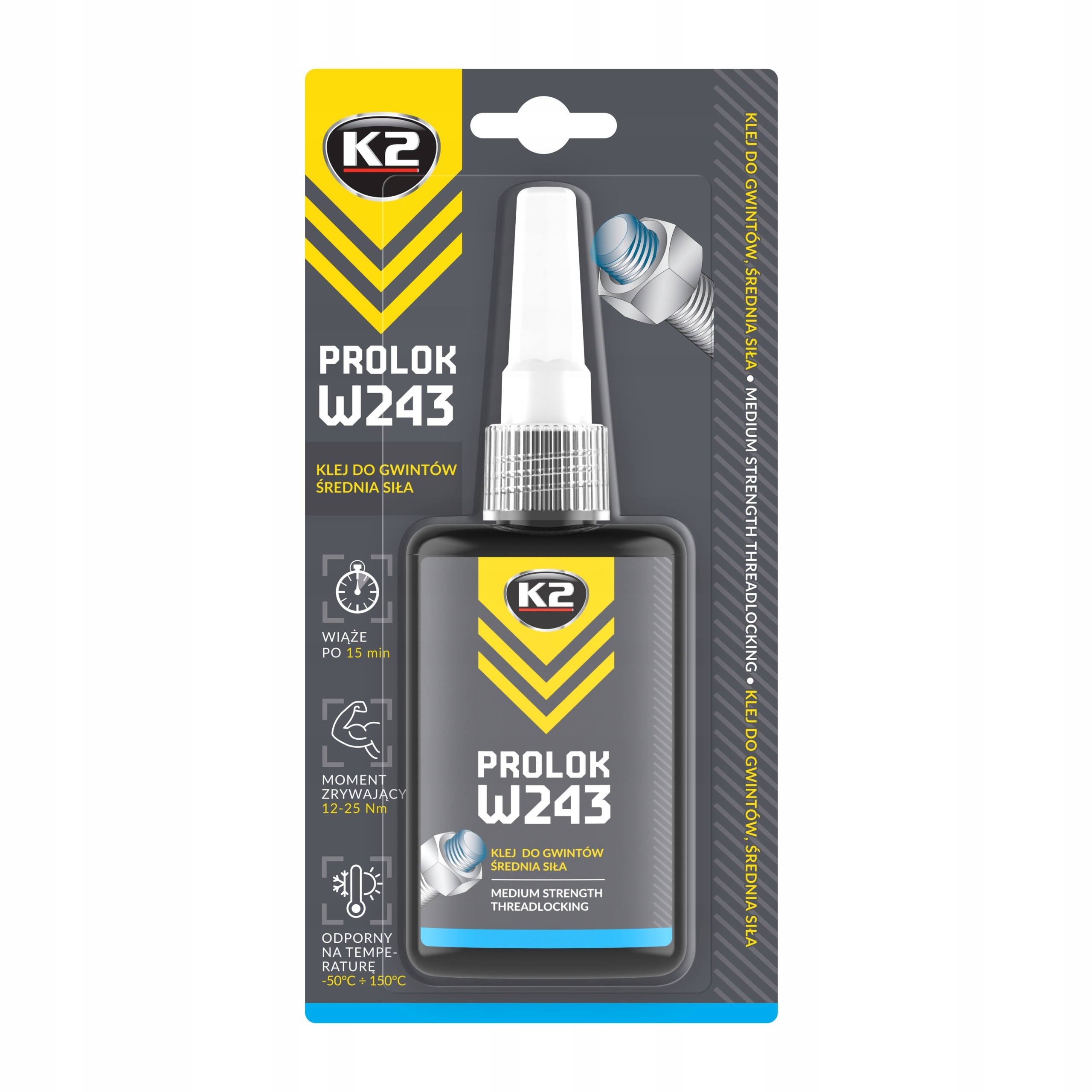 K2 Prolok W243 Klej anaerobowy do gwintów Średni