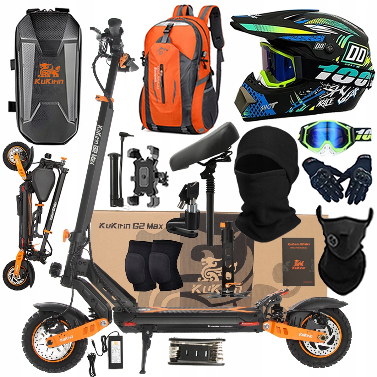 Kukirin G2 Max Składany Pojazd Elektryczny 1200W 48V 20Ah 55KM/H PL+Prezent