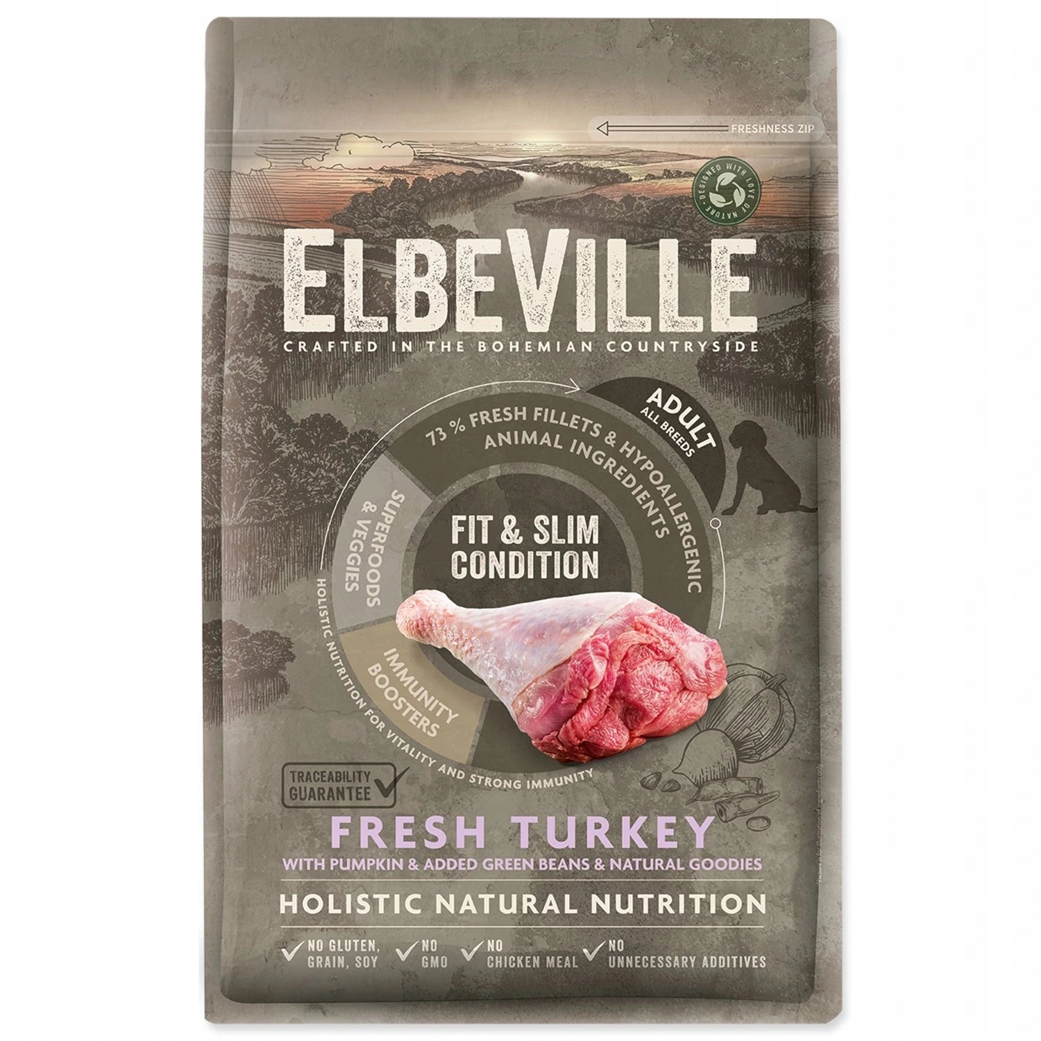Krmivo Elbeville Adult All Breeds Fit and Slim Condition Fresh Turkey 4kg
