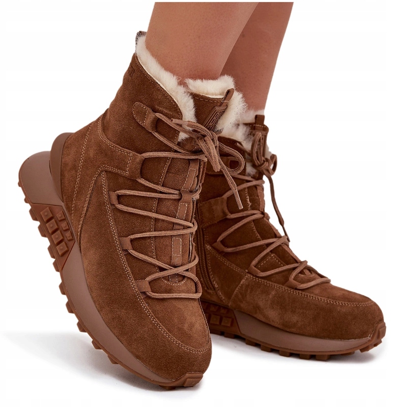 Dámské Semišové Sněhule Na Zip Big Star SS274318 Hnědé 39