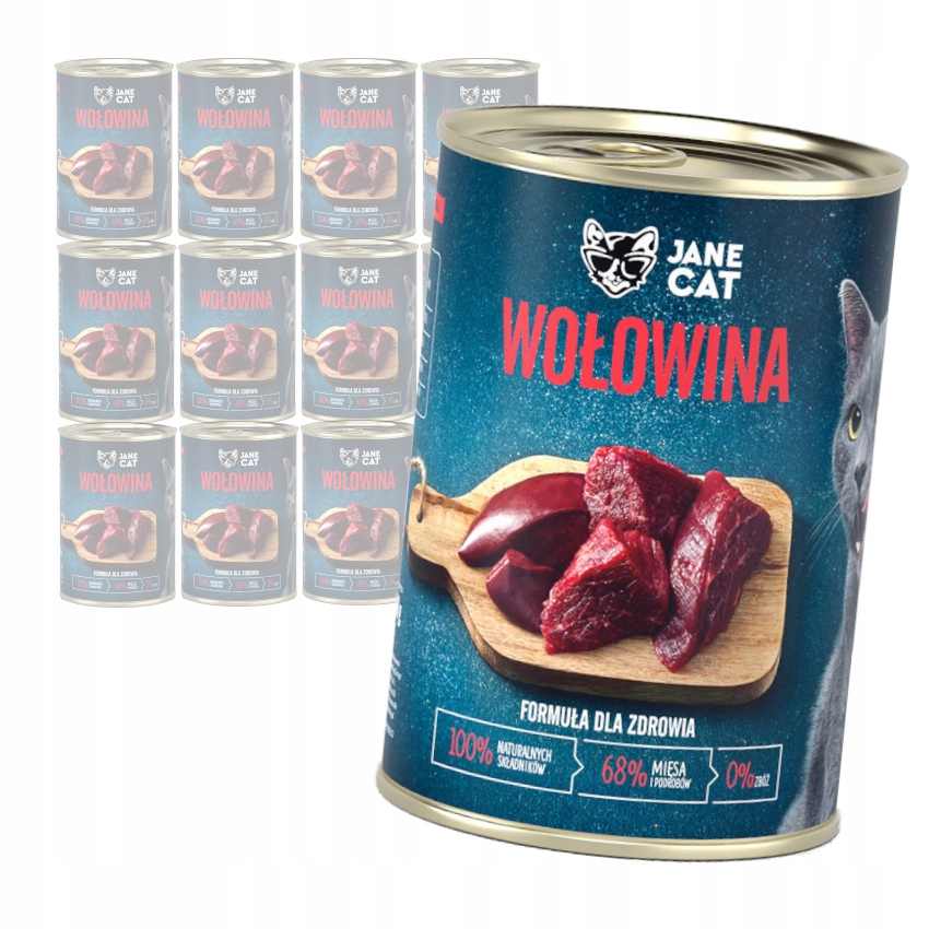 Levně Jane Cat Premium Vlhké Krmivo Pro Kočky Hovězí 12x400g