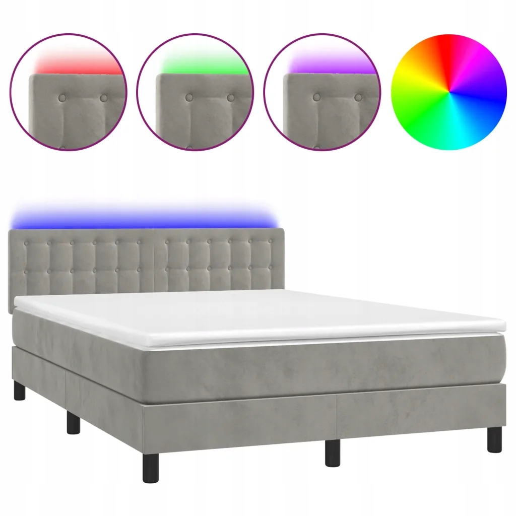 Kontinentální postel s matrací a Led, šedá 140x2