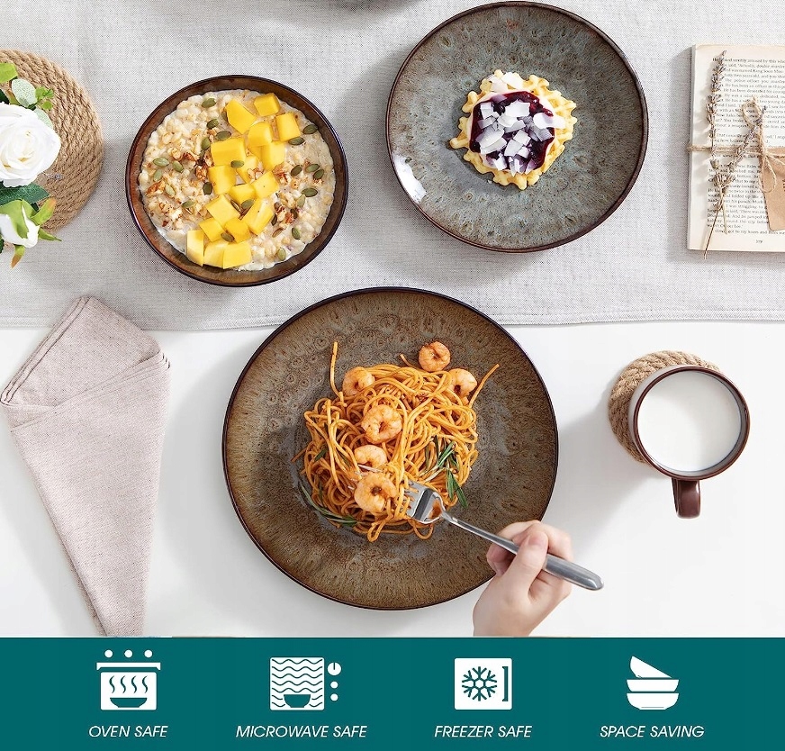 Zastawa obiadowa Vancasso boho kamionka brąz 16el dla 4 osób Kod producenta VC-NAVIA-2-SLX123