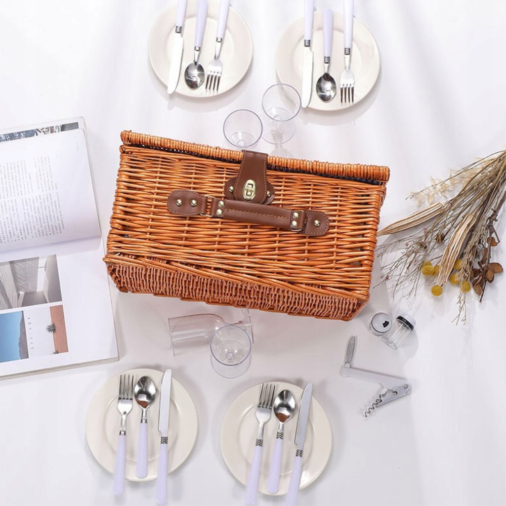 KOSZ PIKNIKOWY KOSZYK Z WIKLINY TERMOTORBA SZTUĆCE Marka inna