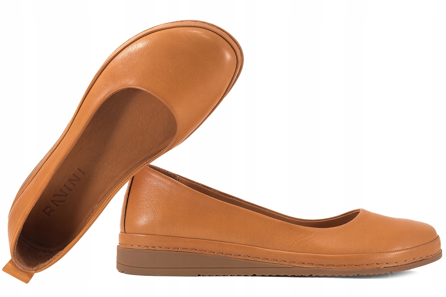 Ravini 91182 Barefoot Kožené Baleríny Dámské karamelové 36 Medová