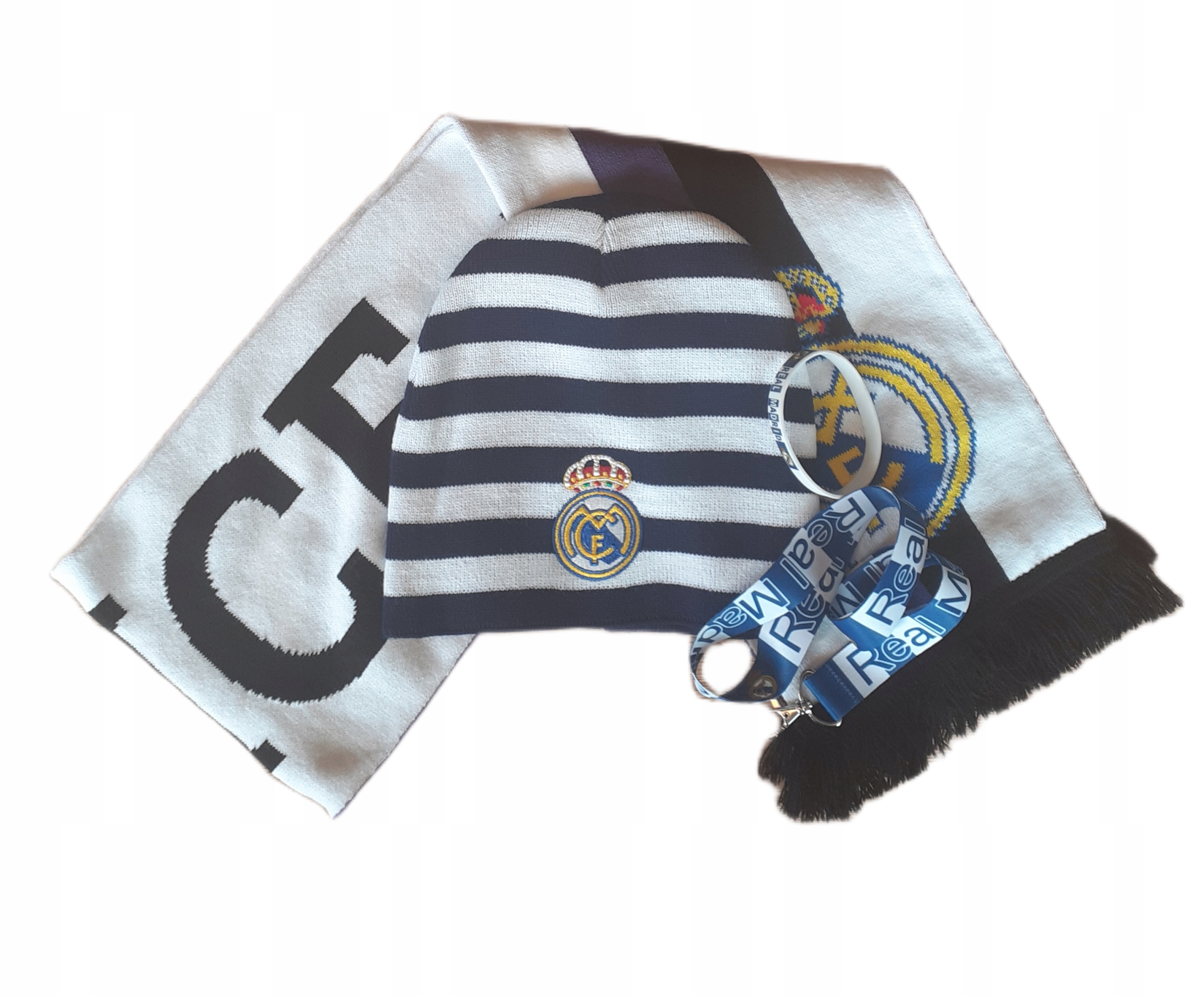 Real Madryt Zestaw Prezentowy Czapka Zimowa Szalik Smycz Opaska