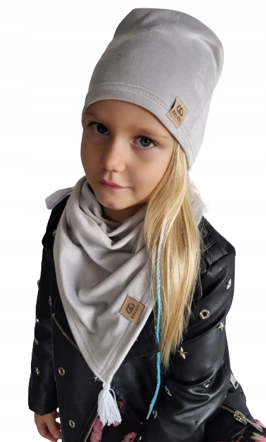 

Komplet, Czapka i Chusta, Welur, Kolor 52-55cm