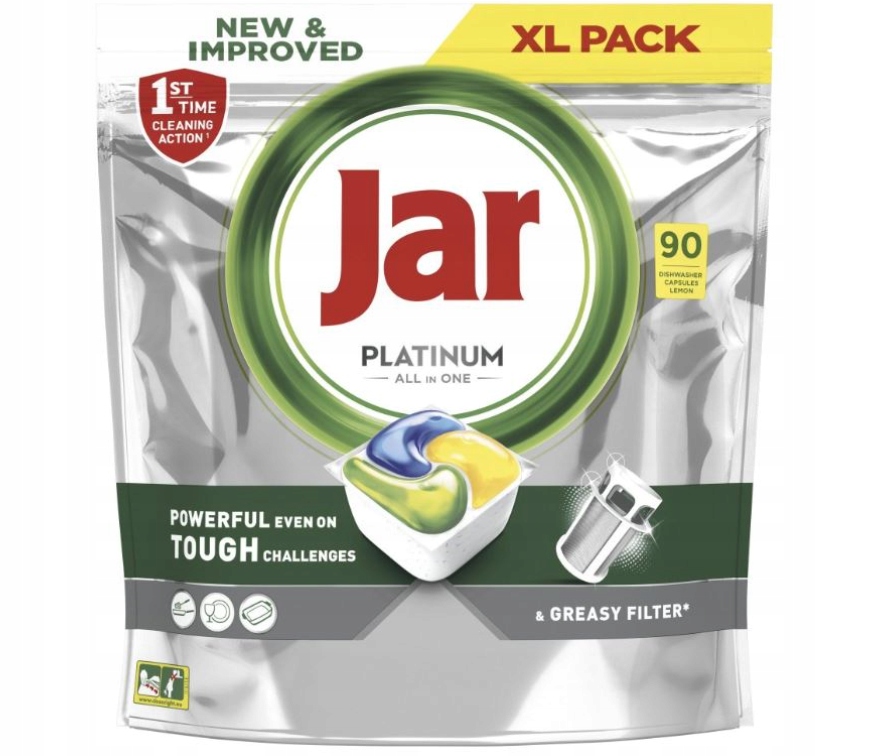 Levně Kapsle do myčky nádobí Jar Platinum All in One Lemon, 90 tablet