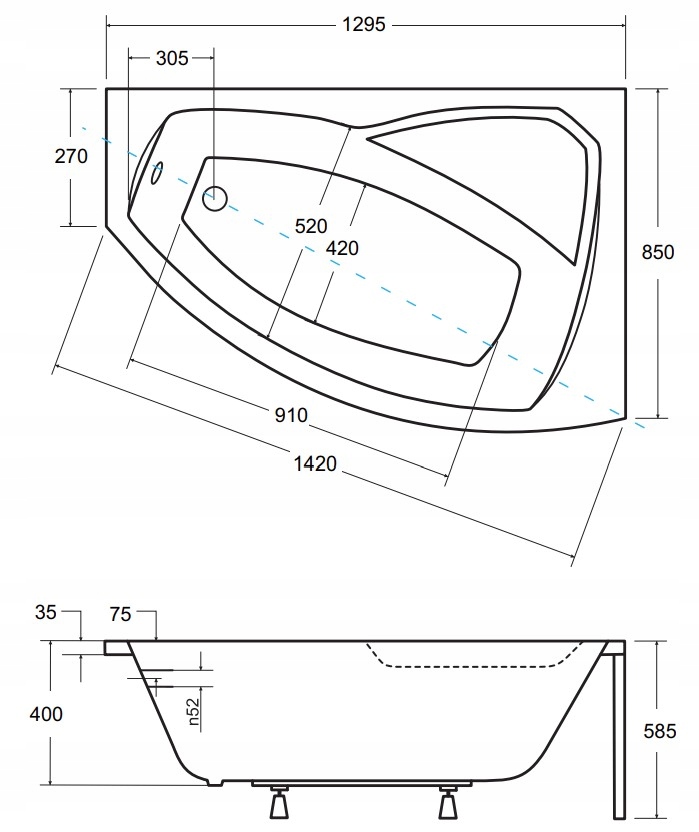 Besco Rima wanna 130x85 prawa+OBUDOWA+ZAGŁÓWEK+SYF Marka Besco