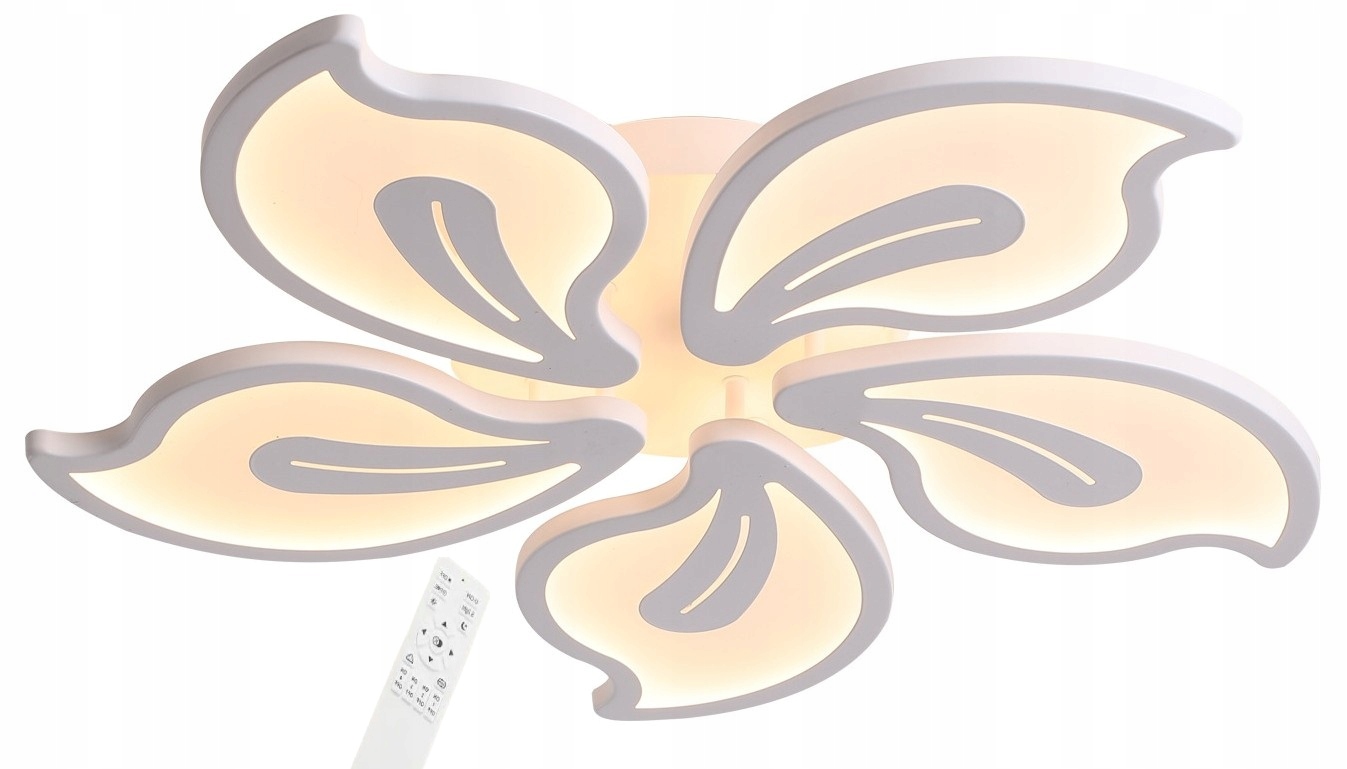 Bílá Led stropní lampa ve tvaru květiny ovládaná dálkovým ovladačem