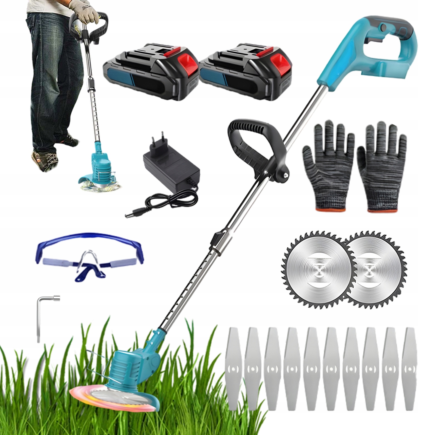 Akumulátorová Vyžínač Křovinořez Zahradní Sekačka Na Trávu 2x Aku