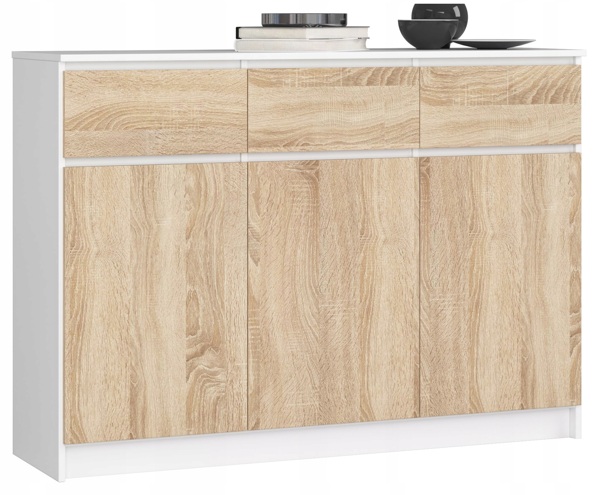 Komoda K140 3D 3SZ Clp Biela Sonoma Akd