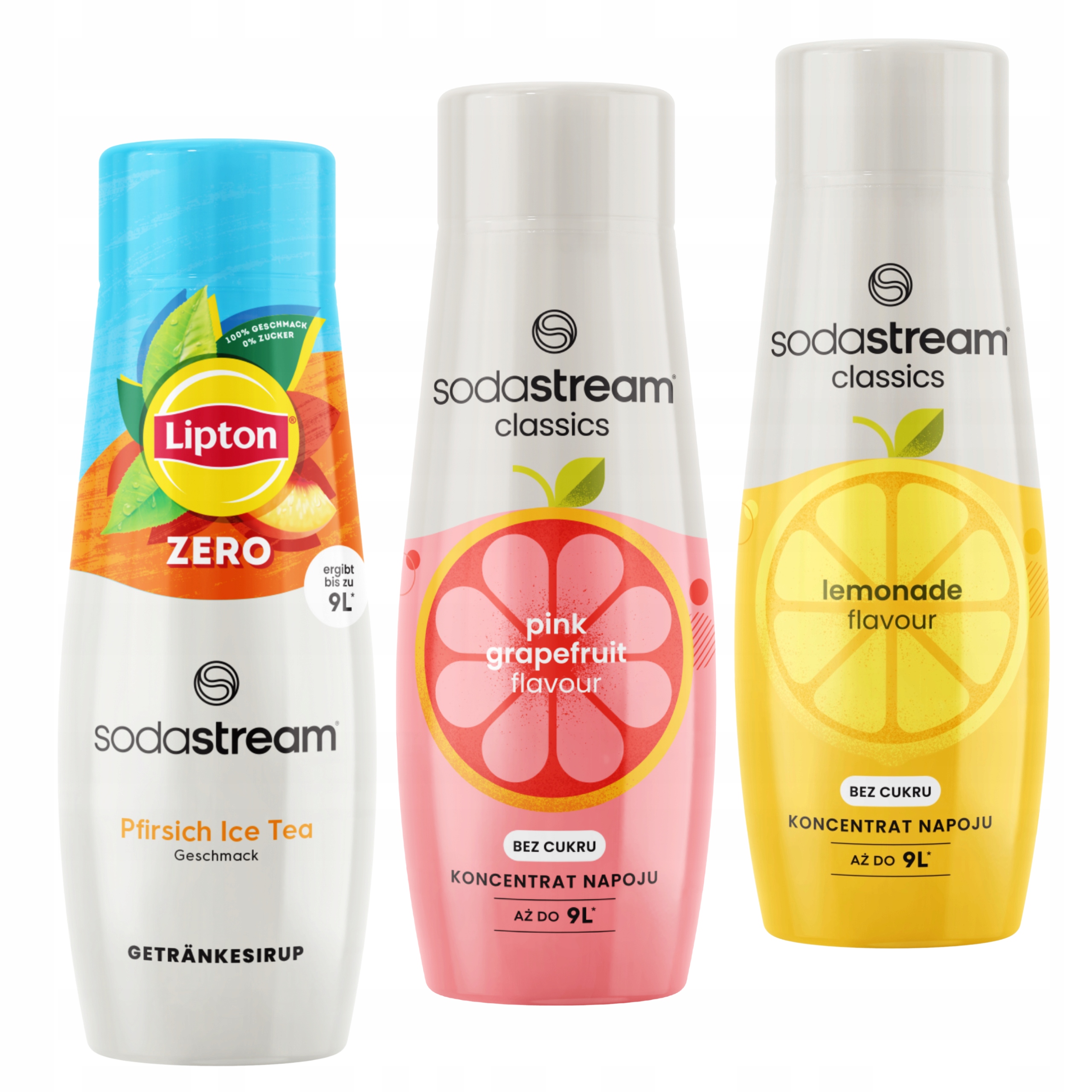 Sada 3 sirupů. Sodastream Ice Tea Peach bez cukru grapefruit Limonáda