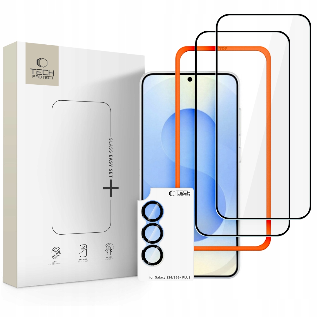 Szkło Hartowane Tech- Protect Easy Set+ 3- Pack Galaxy S26 Black Tech-