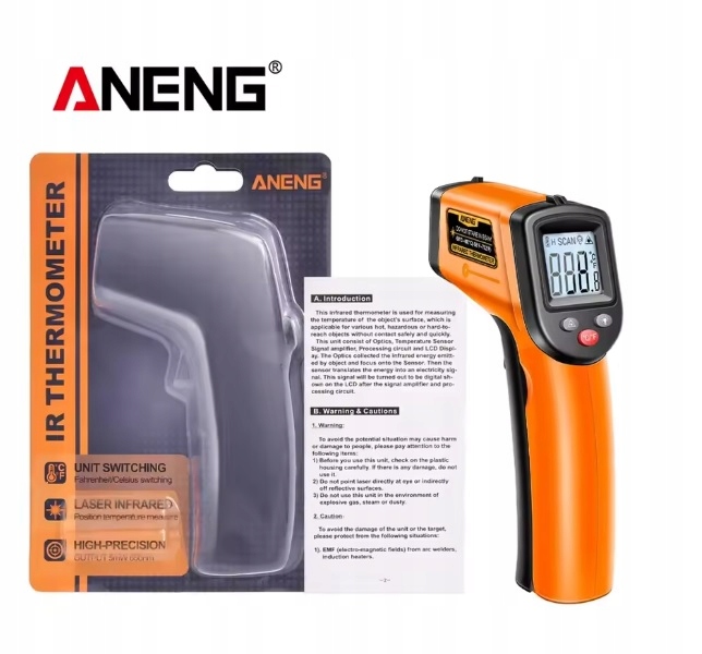 Pirometr Termometr laserowy ANENG -50 do +400C Baterie