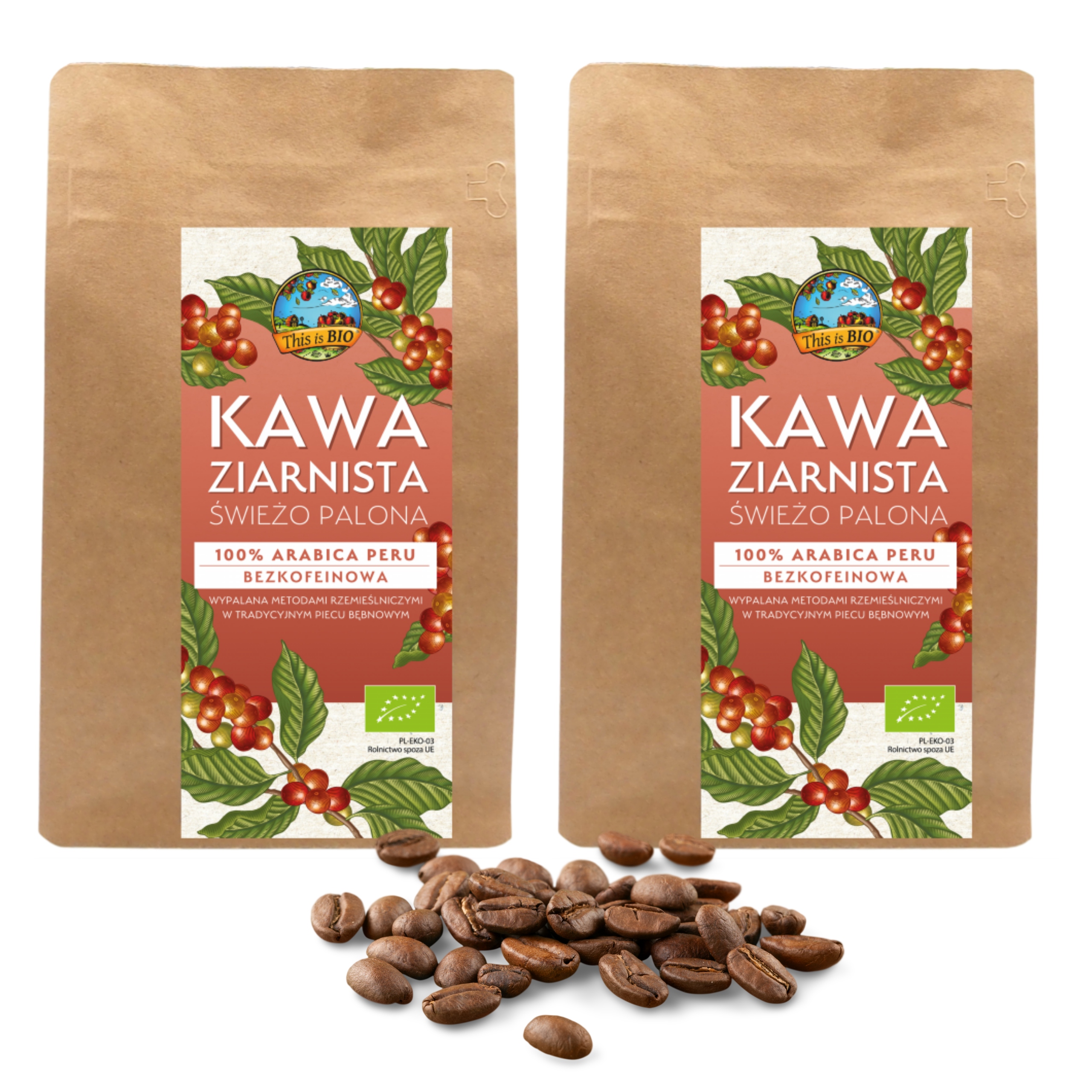 Kawa Ziarnista Bezkofeinowa 2x250g Bio Arabica Peru