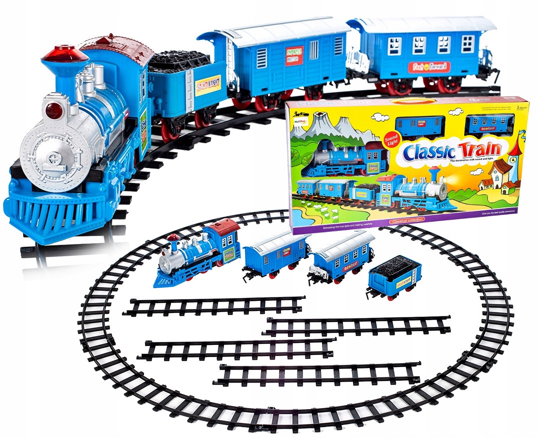 

Kolejka Elektryczna Pociąg Tory 3 Wagony 180cm Led