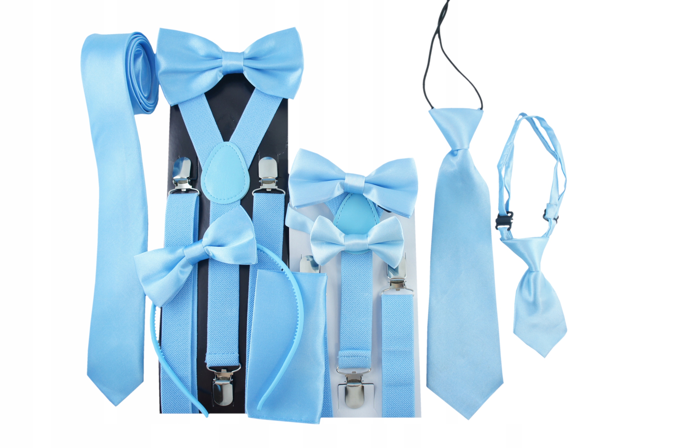 KRAWAT dla chłopca dziecka na gumce gładki satyna Kolor niebieski