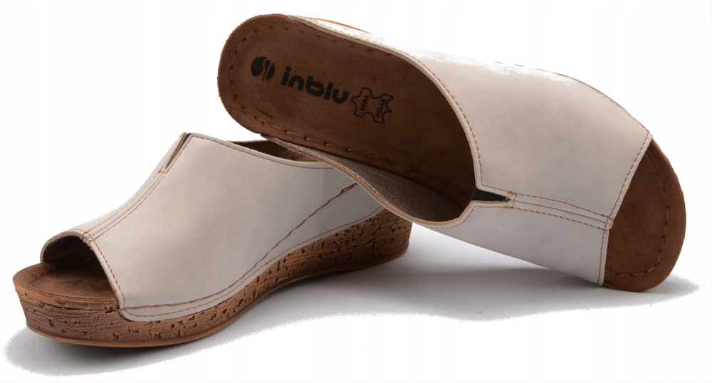 KLAPKI DAMSKIE INBLU KOTURNY WYGODNE BEIGE 02 39 Rozmiar 39