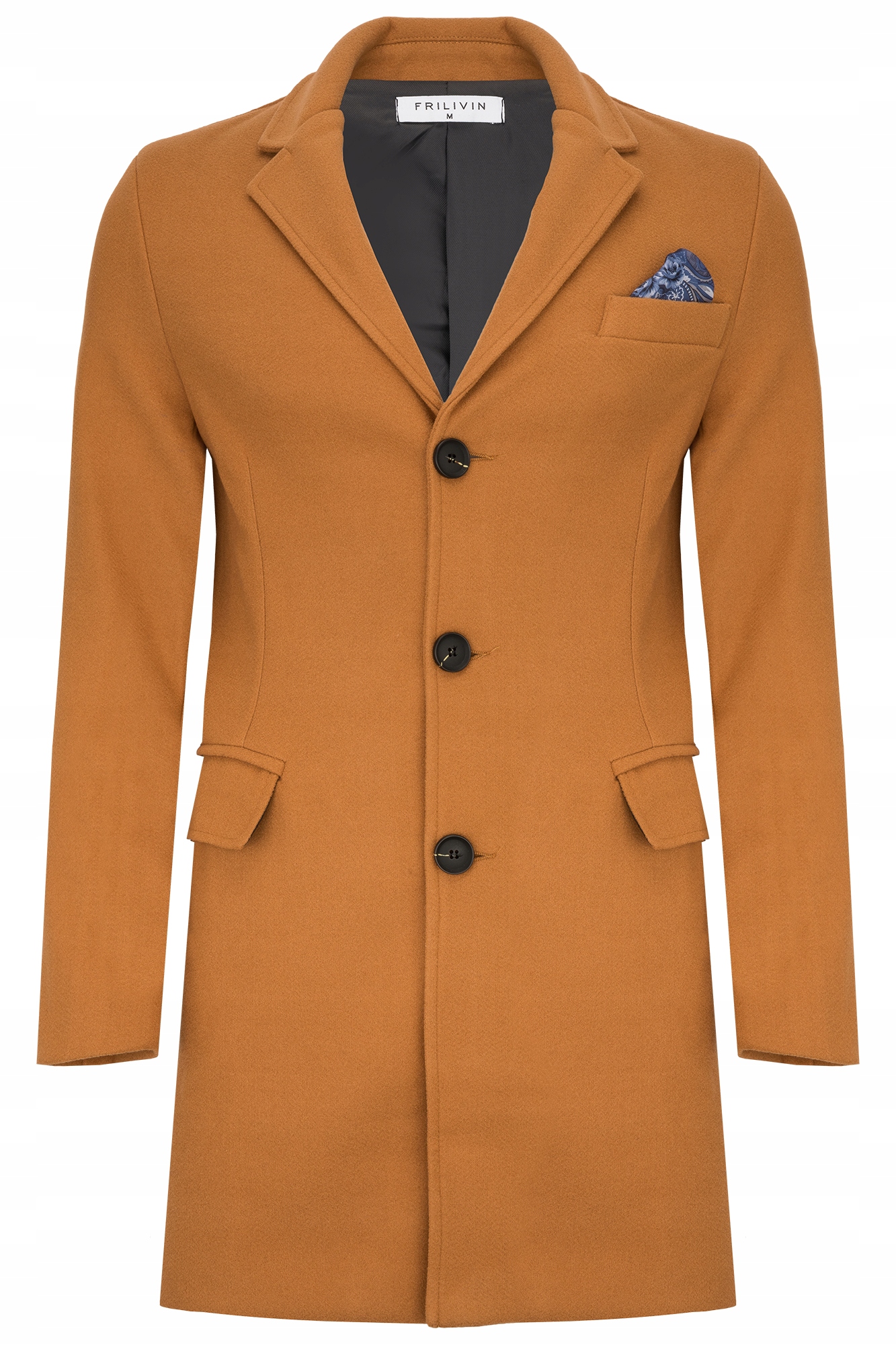 PŁASZCZ MĘSKI ELEGANCKI KLASYCZNY CAMEL WEŁNA: M