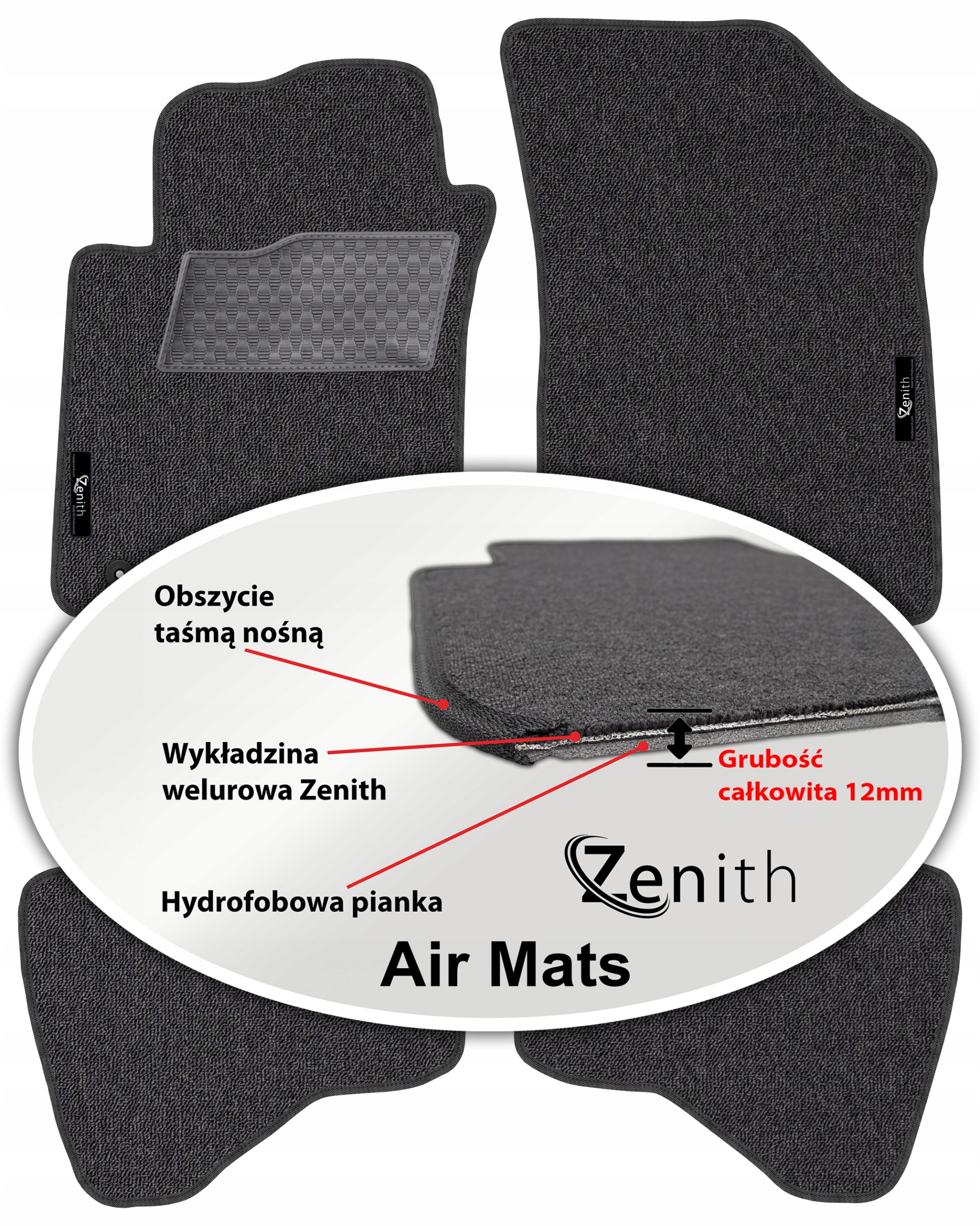 Citroen C1 I 2005-2009 Velúrové koberčeky do auta Zenith Air Mats