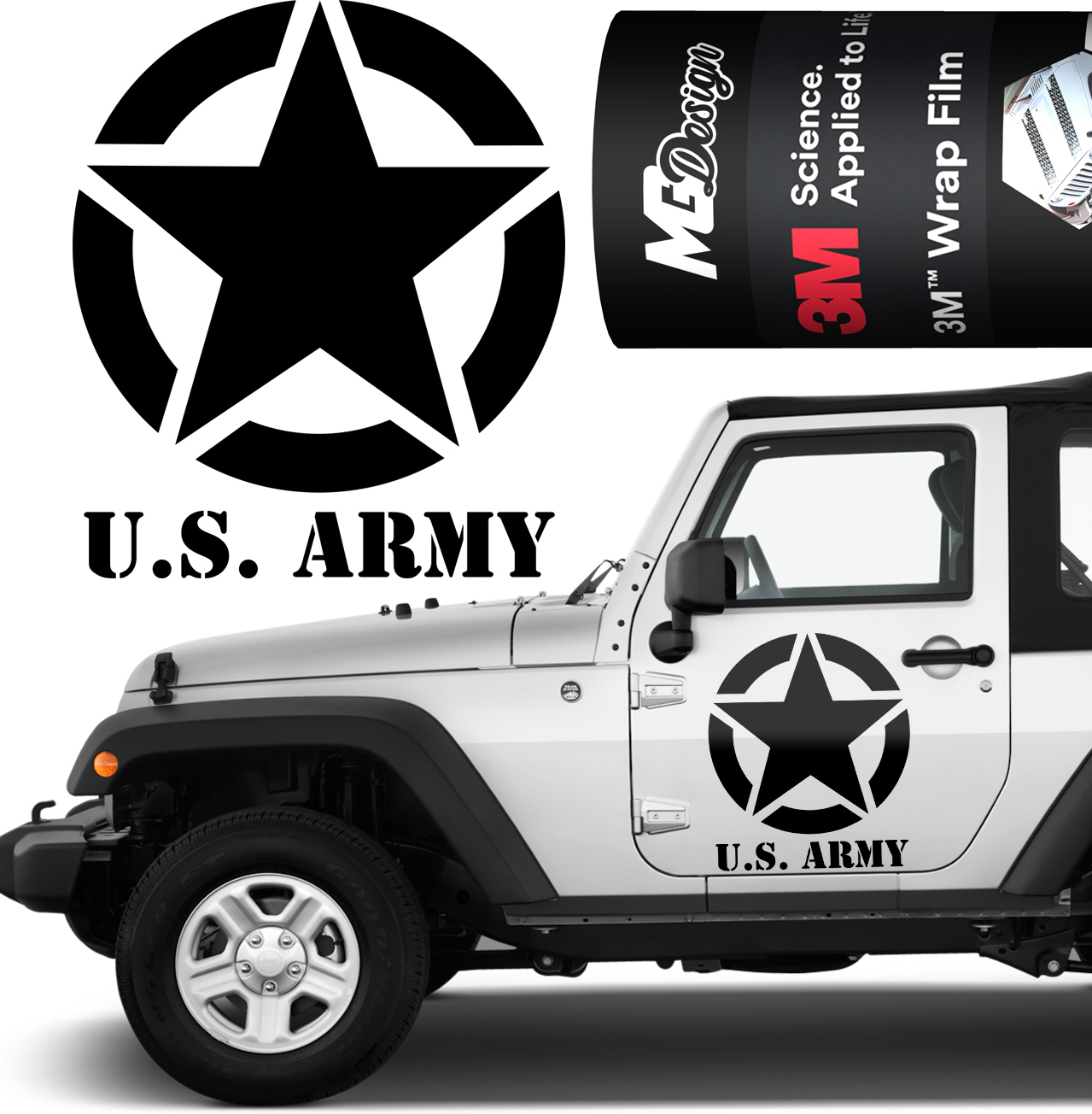 2x 3M 2080 Автомобільна наклейка зірка JEEP 60x70