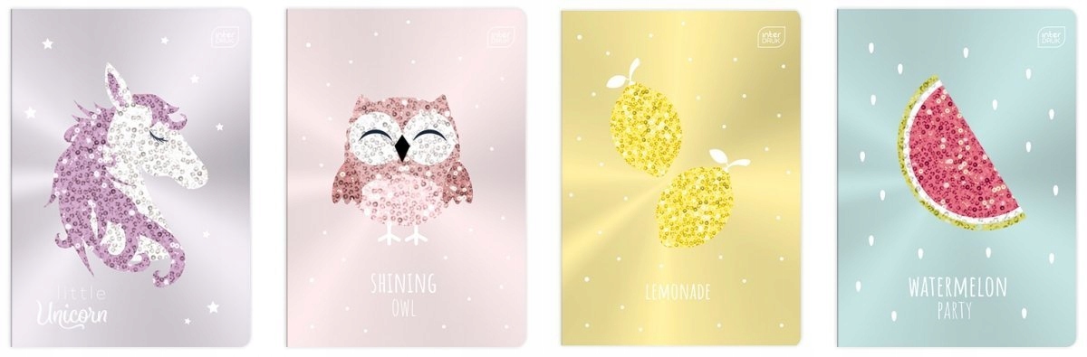 

4x Zeszyt A5 16 k W Kratkę Shine Metaliczne MIX