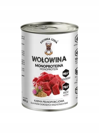 4x Kuchyně šéfkuchaře Monoproteinová Krmivo mokré pro psa Hovězí maso 400 g