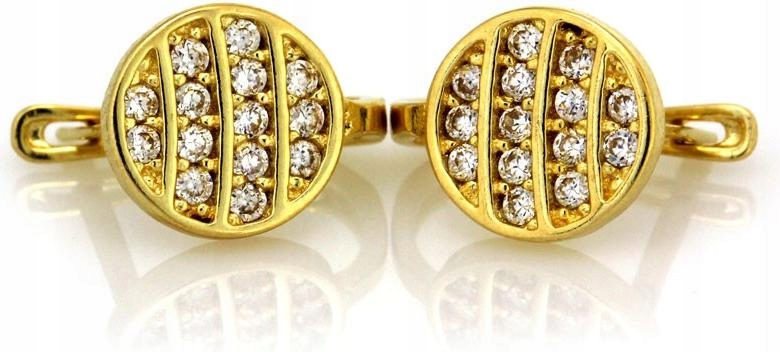 Zlaté náušnice 585 kulaté s bílými zirkony jsou elegantní jako dárek 14k