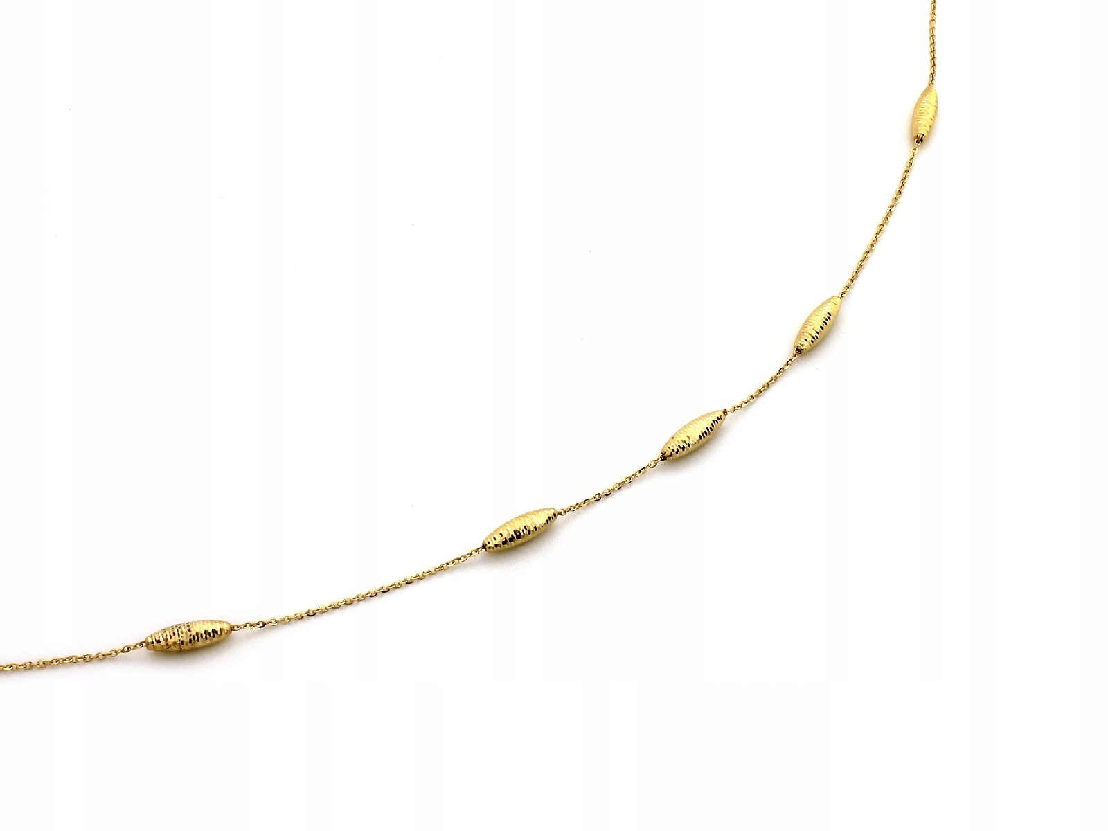 Zlatý náhrdelník 585 řetízek s oválnými ozdobami, 45 cm, ovál 3,36 g