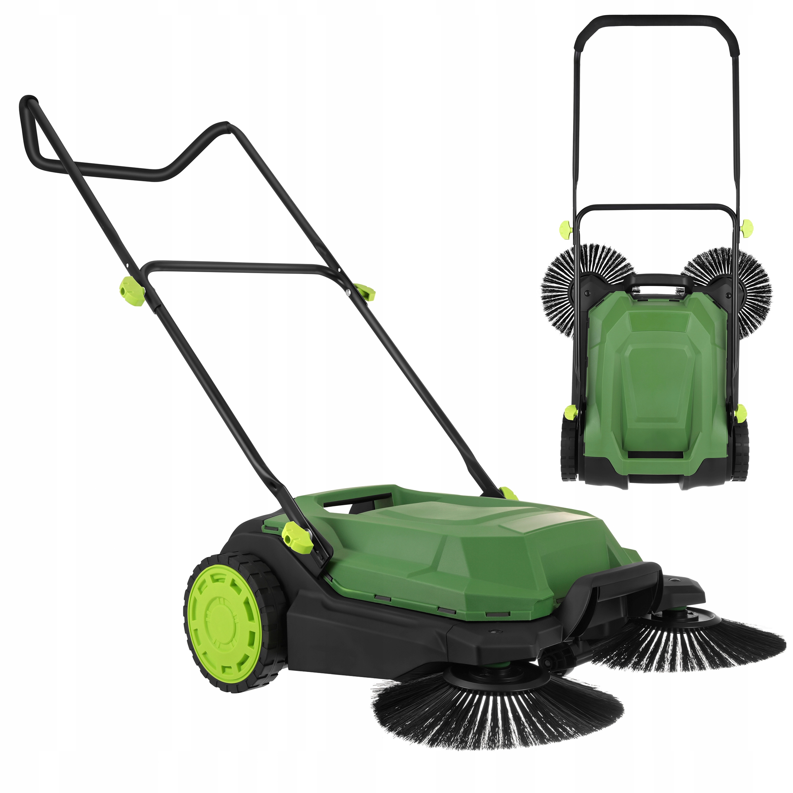 Ruční zametací stroj na listy a kostky chodníku terasy Sběrač 3 kartáčů 68 cm
