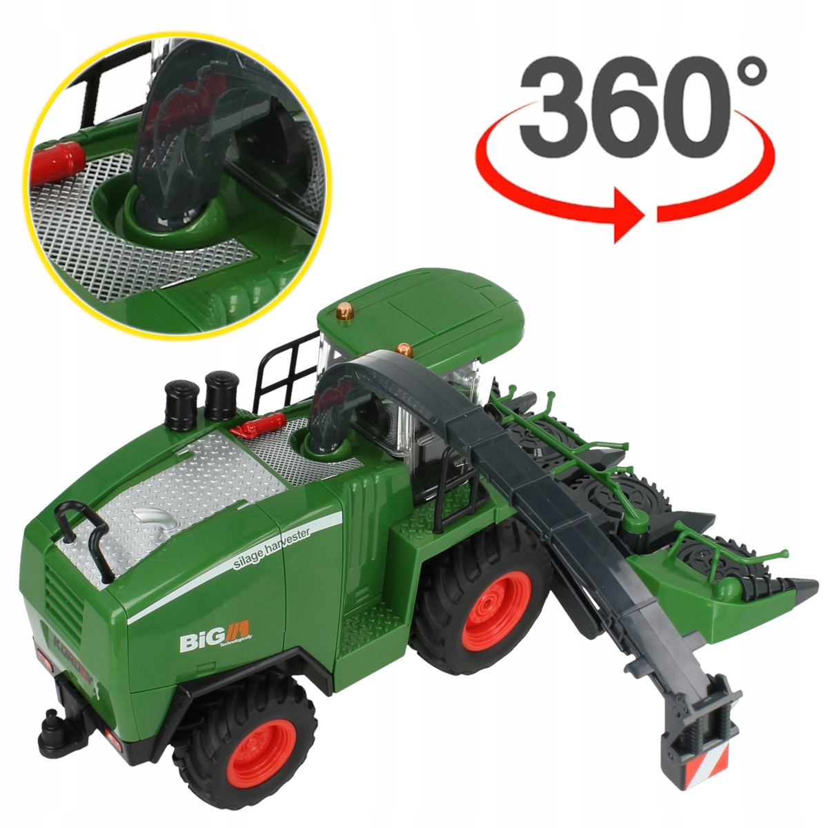 KOMBAJN DO KUKURYDZY ZDALNIE STEROWANY ŚWIECI MASZYNY ROLNICZE HEDER DYM Baterie 2x AA