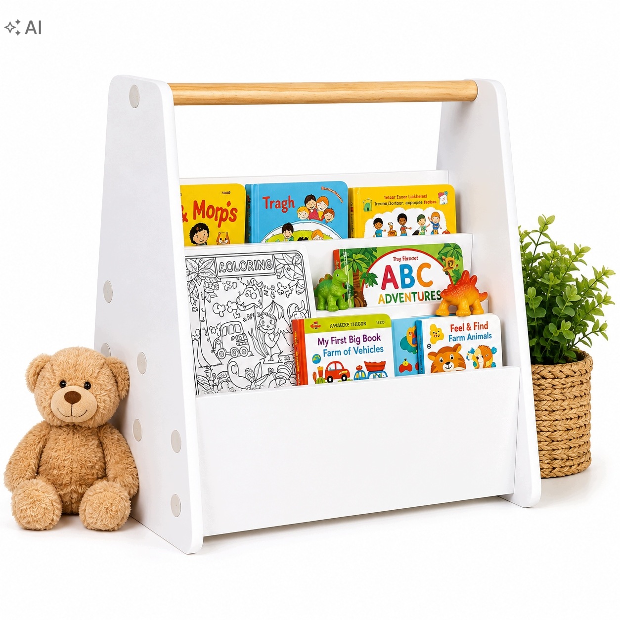 Biblioteczka Dziecięca Montessori Regał Na Książki Organizer 2 Poziomy Biał