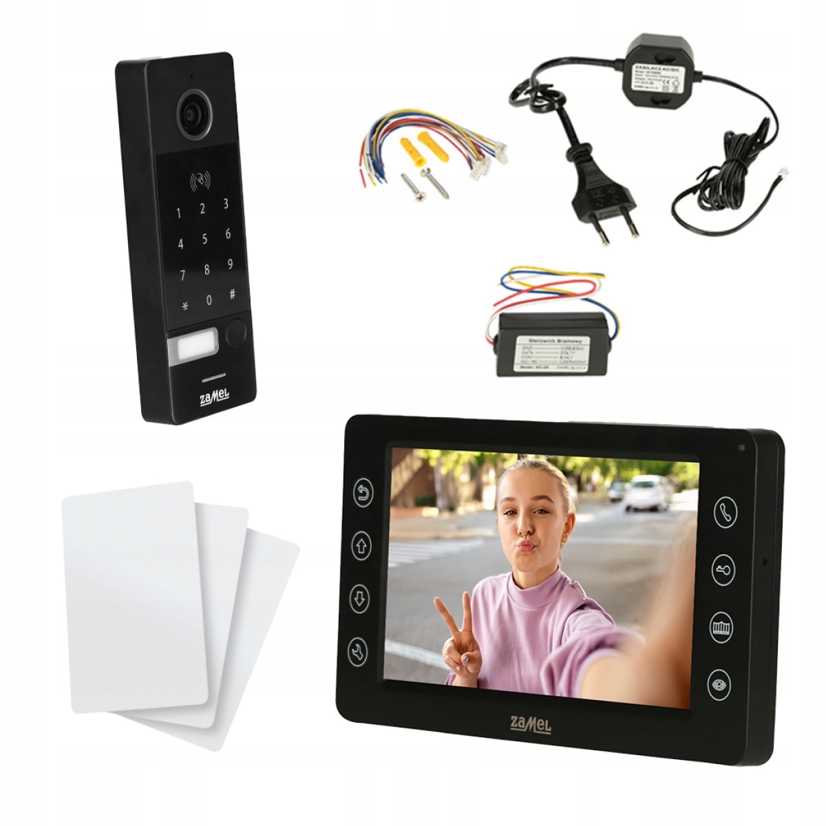 Zestaw wideodomofonowy VP-802Z 1-rodzinny z szyfratorem Rfid czarny monitor